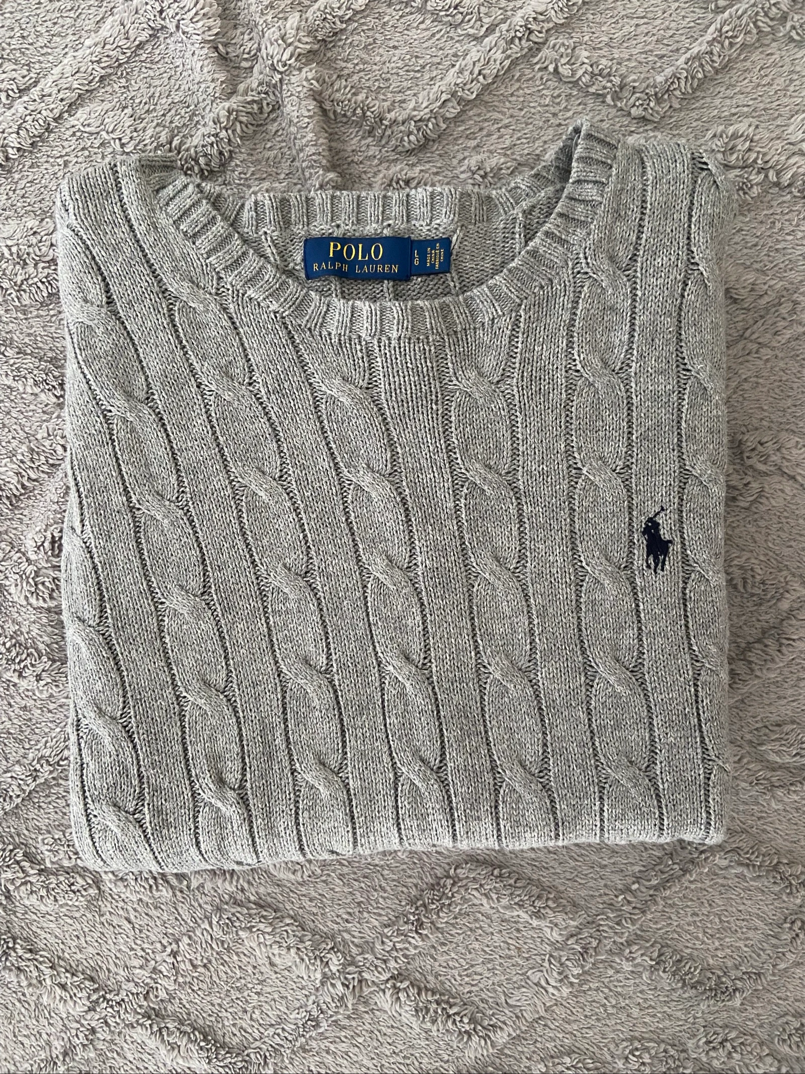 Pull torsadé Polo Ralph Lauren – Gris – Taille L 